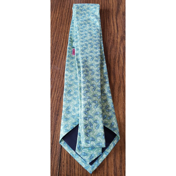 Vineyard Vines Martha's Silk Necktie USA Designer Bone Fish Blue Green - Picture 2 of 5